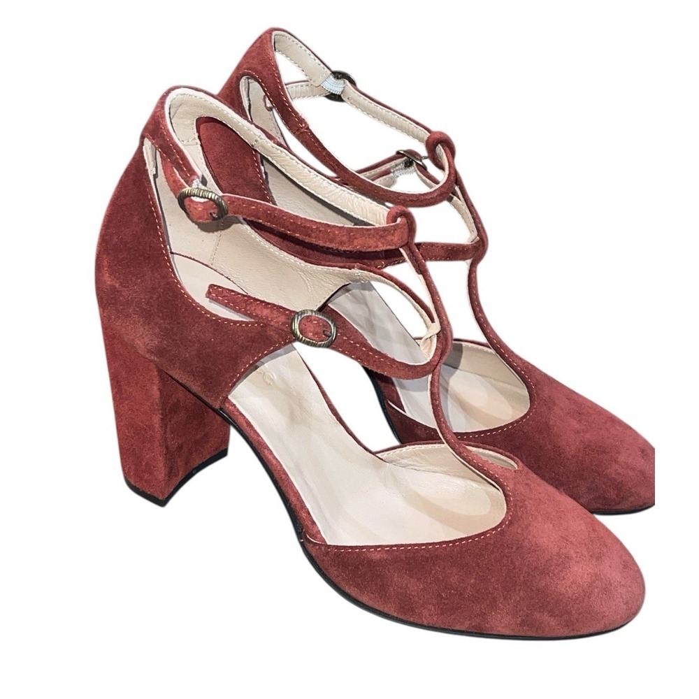 Elegant Red Suede Women's Heels